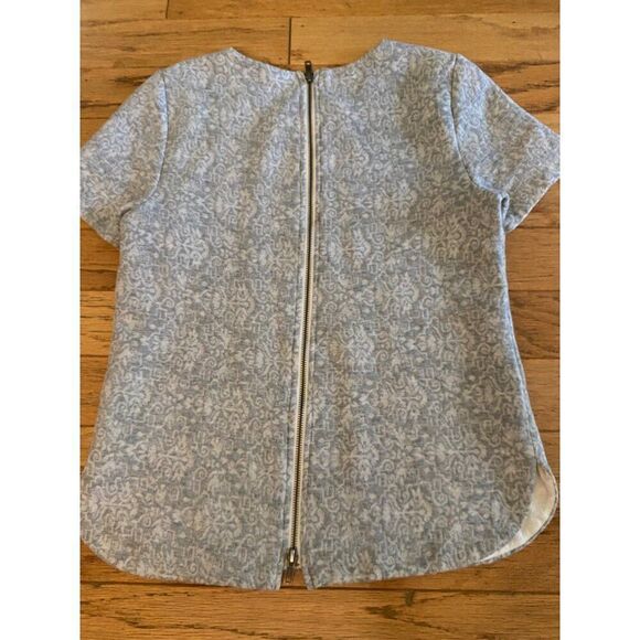 J.Crew Women’s thick grey Short Sleeve Patterned Shirt With Back Zipper sz small - Picture 5 of 9